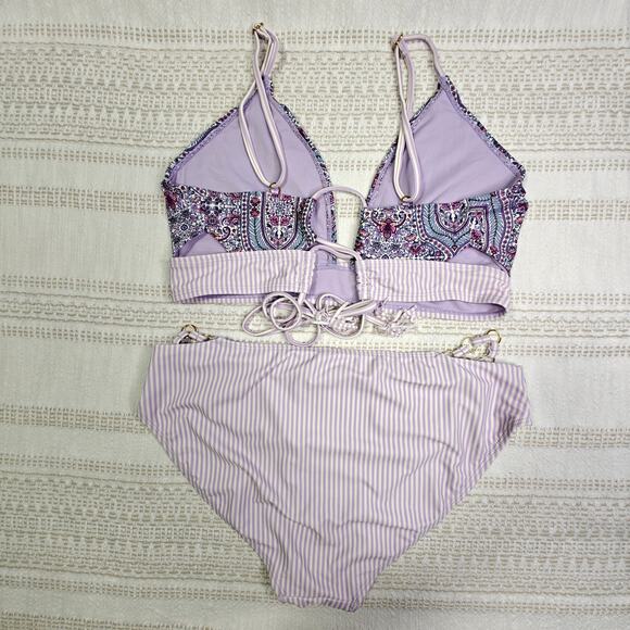 Vigoss Lilac Mixed Print Bikini Set Size Large NEW 2-Piece Swimsuit - Picture 2 of 4